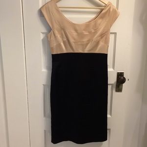 Black and Ivory Colorblock Evening Gown